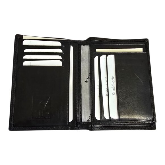 Brown Bear German Leather Wallet Bifold w/ Removable ID Holder in Black - Picture 6 of 13